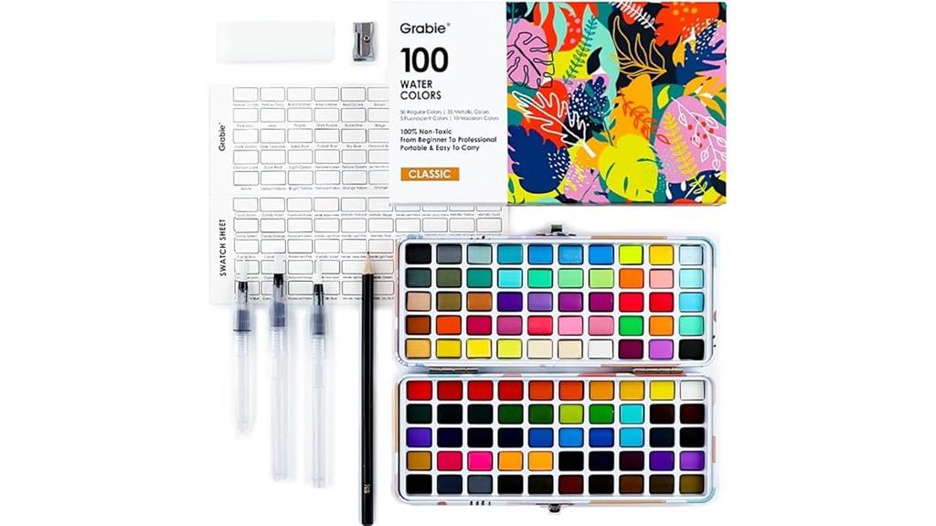 100 color watercolor set