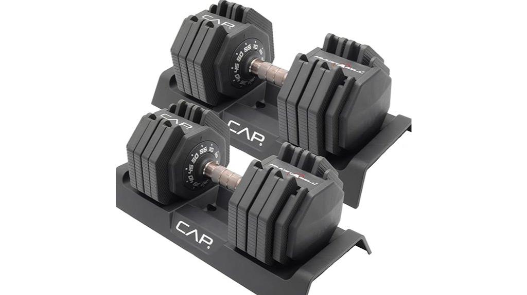 adjustable 55 lb hex dumbbells