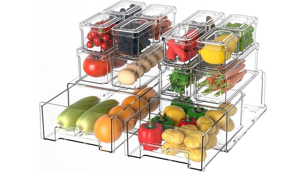 clear fridge storage bins