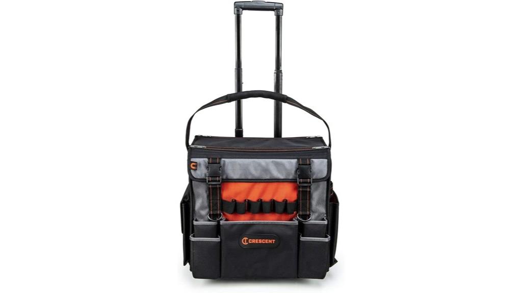 crescent orange rolling tool bag