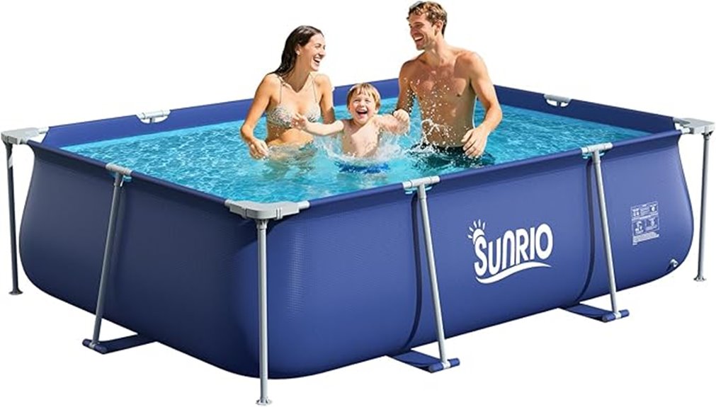 dark blue metal frame pool