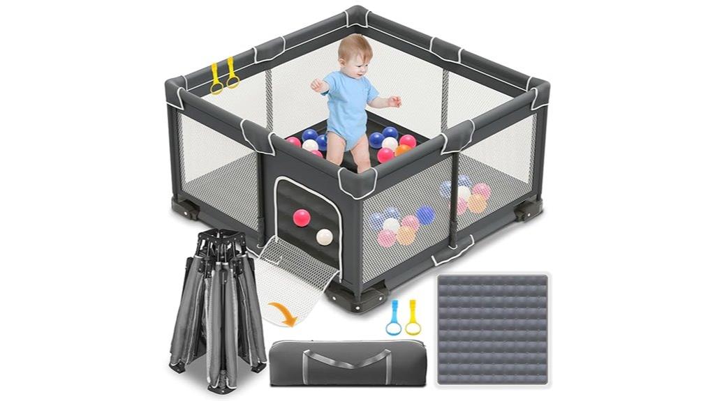 foldable mesh playpen handles