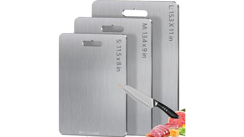 set of three titanium cutting boards