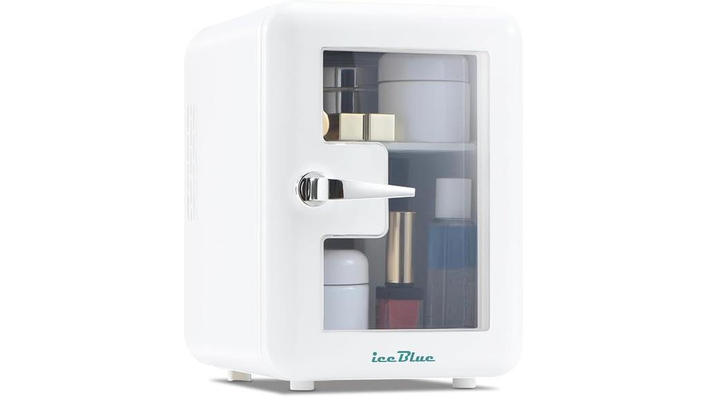 small skincare fridge with window