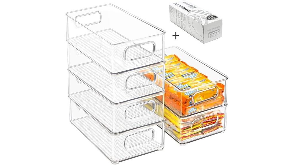stackable clear refrigerator bins