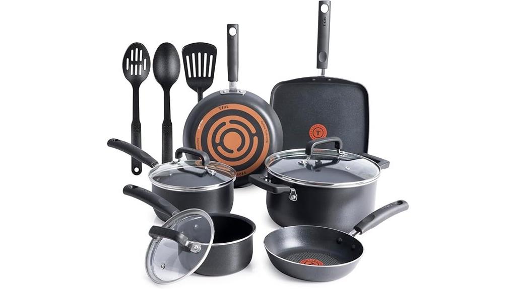 t fal 12 piece cookware set