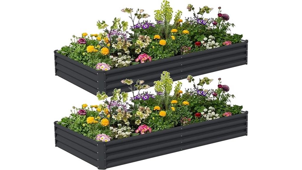 two metal garden beds