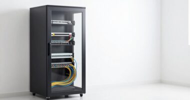 organized home network cabinet