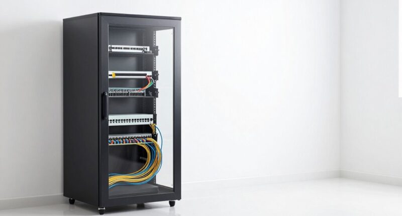 organized home network cabinet